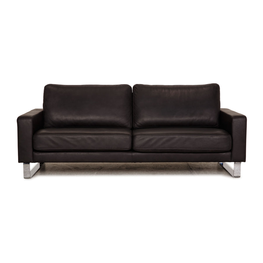 Frommholz Domino Leather Three-Seater Anthracite Gray Sofa Couch