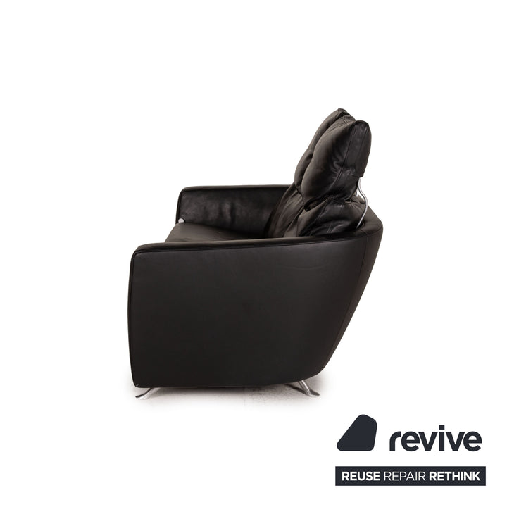 FSM Sesam FSM250/23 Leder Sofa Schwarz Zweisitzer Funktion inkl. Kissen