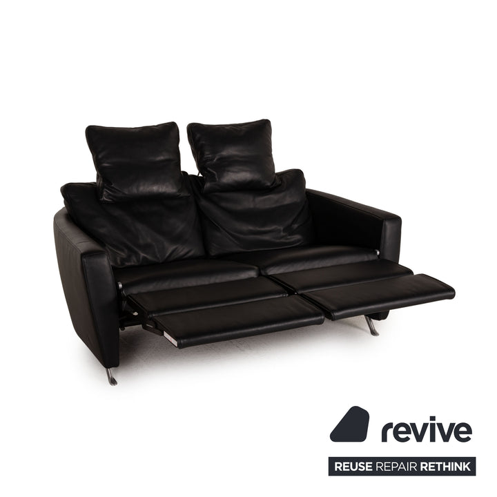 FSM Sesam FSM250/23 Leder Sofa Schwarz Zweisitzer Funktion inkl. Kissen