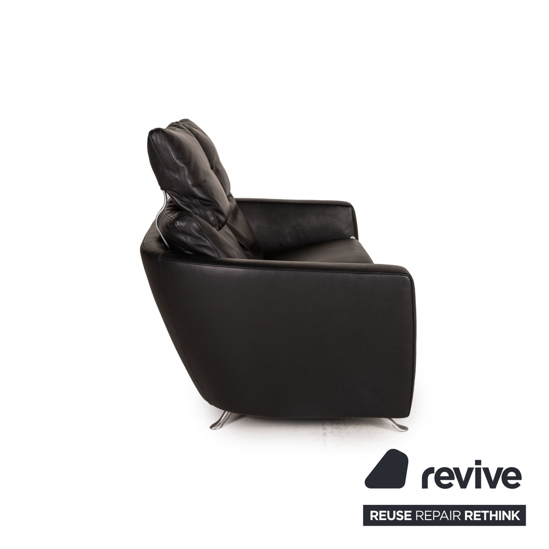 FSM Sesam FSM250/23 Leder Sofa Schwarz Zweisitzer Funktion inkl. Kissen