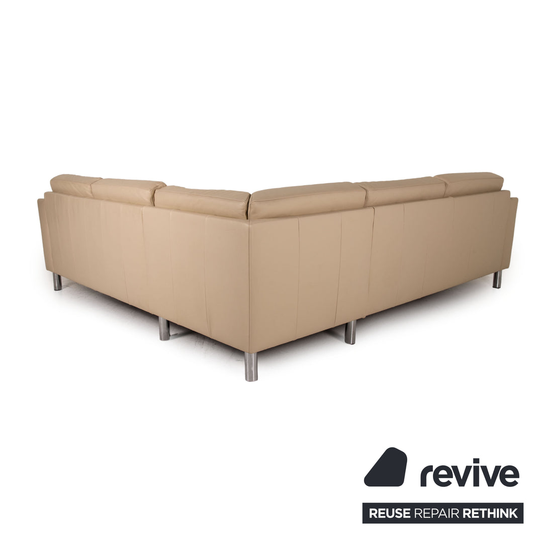 Gepade Leder Sofa Creme Ecksofa Couch