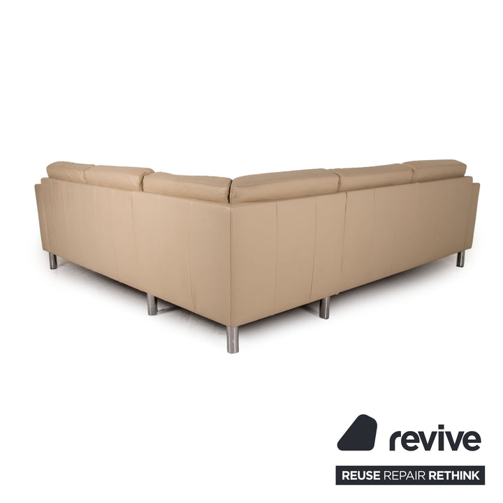 Gepade Leder Sofa Creme Ecksofa Couch
