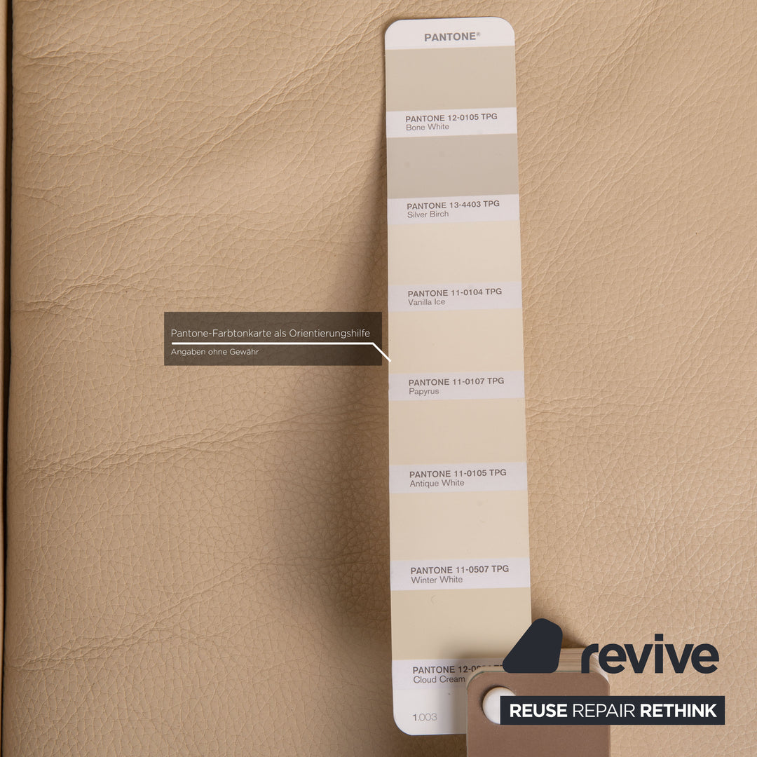Gepade Leder Sofa Creme Ecksofa Couch