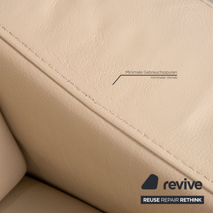 Gepade Leder Sofa Creme Ecksofa Couch
