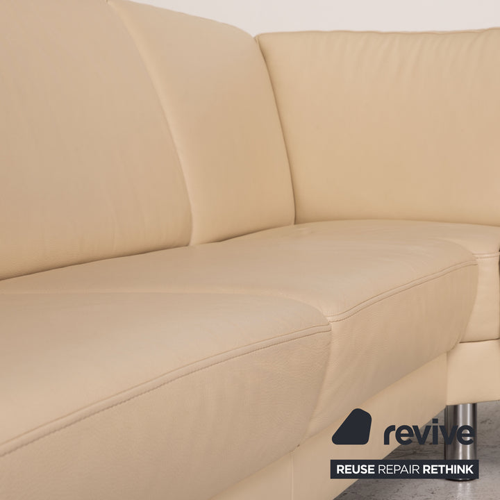 Gepade Leder Sofa Creme Ecksofa Couch
