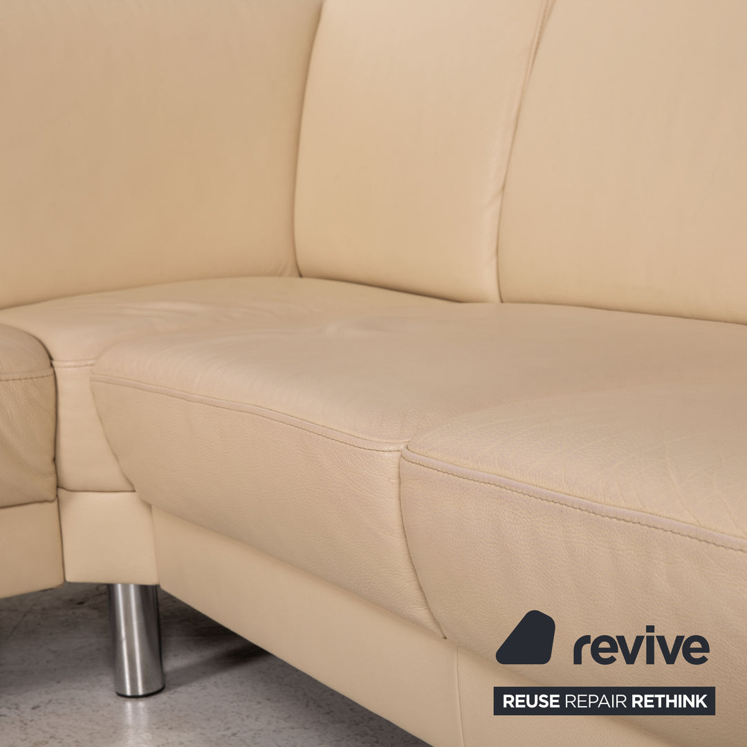 Gepade Leder Sofa Creme Ecksofa Couch