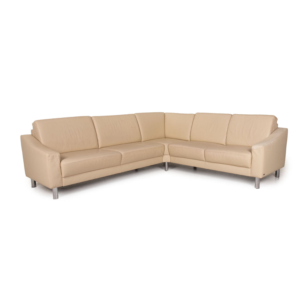 Gepade Leder Sofa Creme Ecksofa Couch