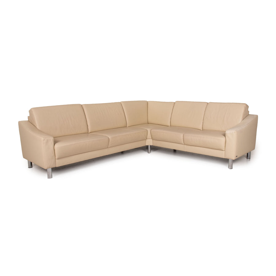 Gepade Leder Sofa Creme Ecksofa Couch