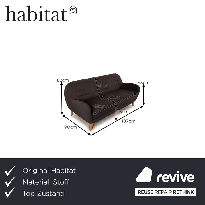 Habitat Balthasar Stoff Sofa Grau Dreisitzer Couch
