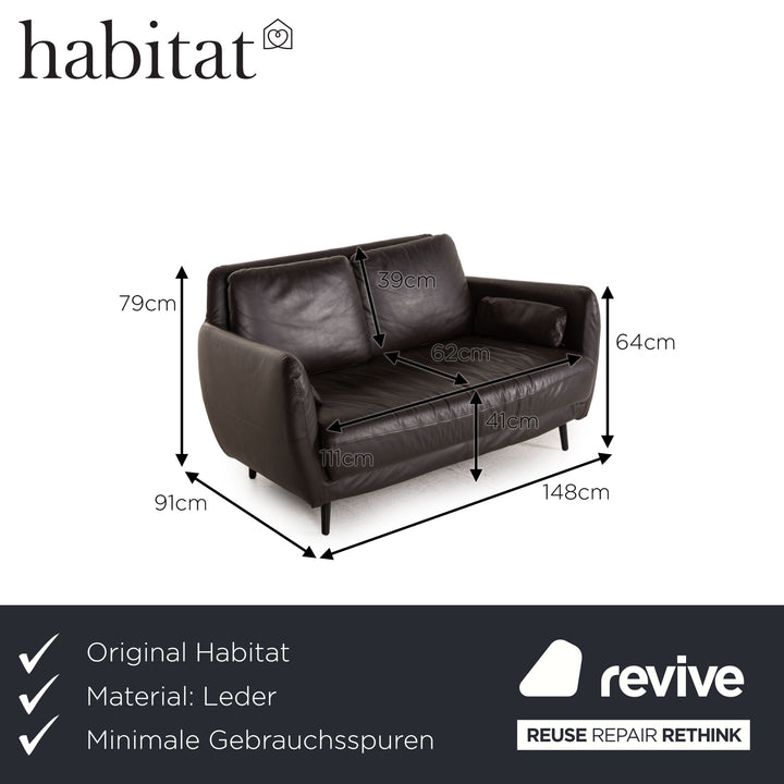 Habitat Ella Leather Sofa Brown Two Seater Couch