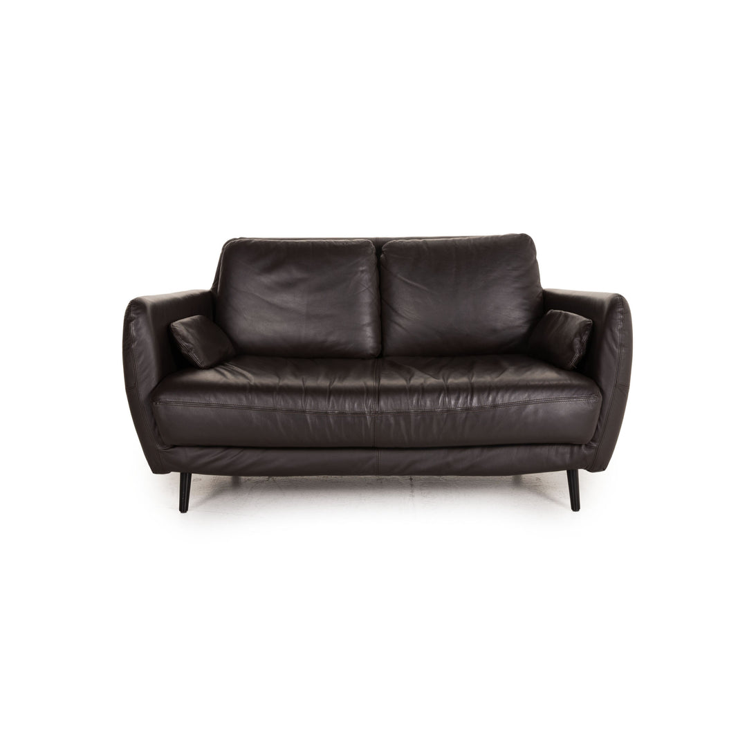 Habitat Ella Leather Sofa Brown Two Seater Couch
