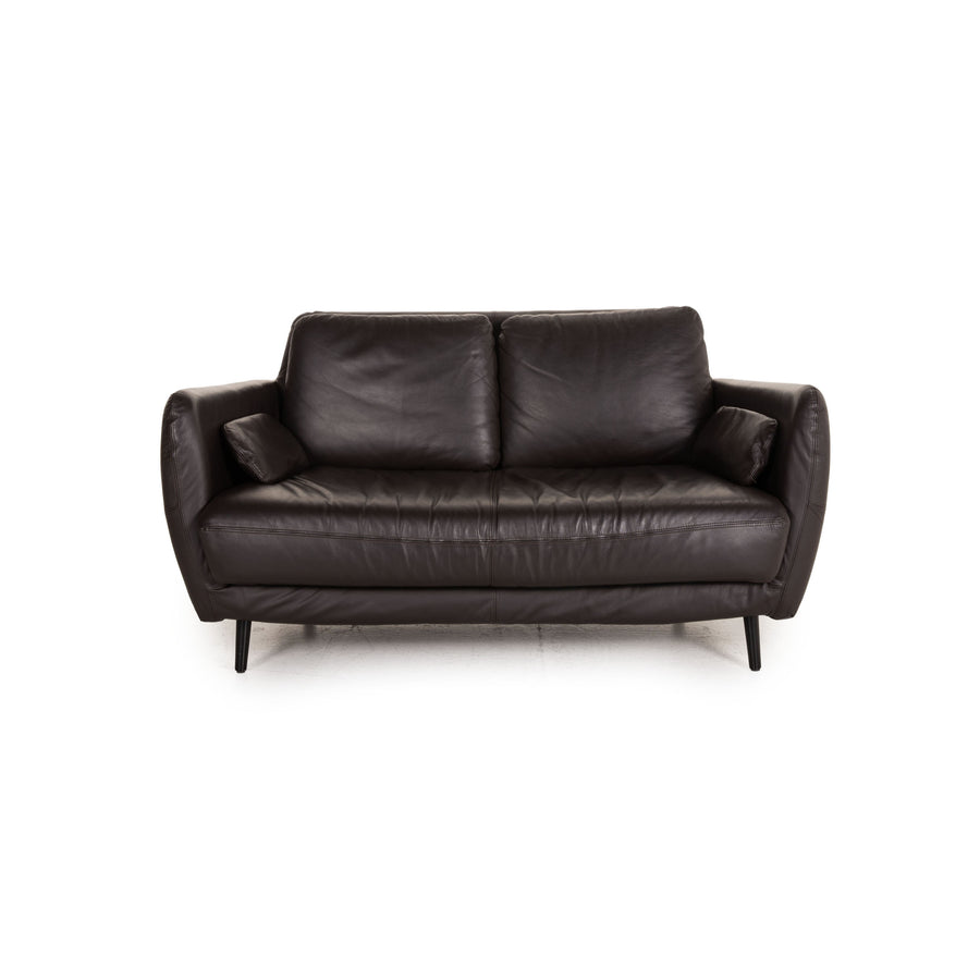 Habitat Ella Leather Sofa Brown Two Seater Couch