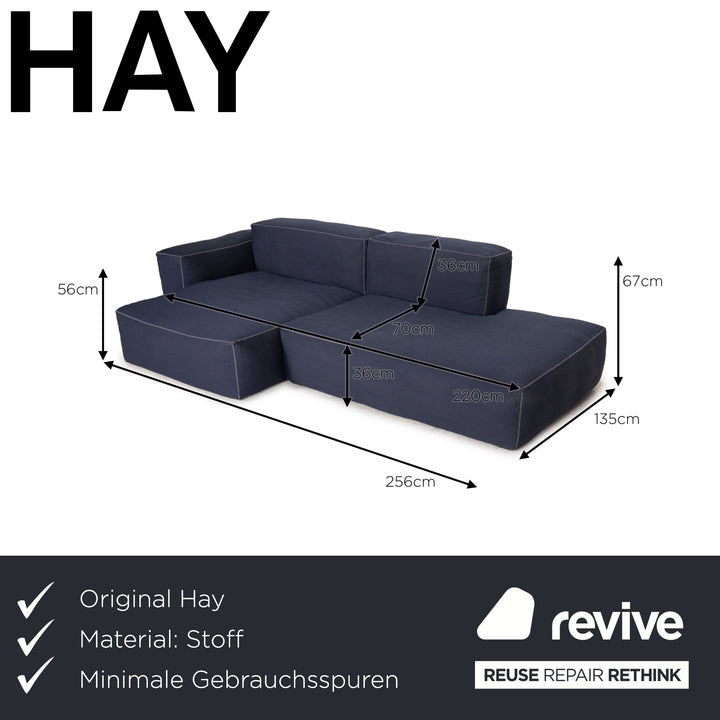 Hay Mags Fabric Sofa Blue Corner Sofa Couch