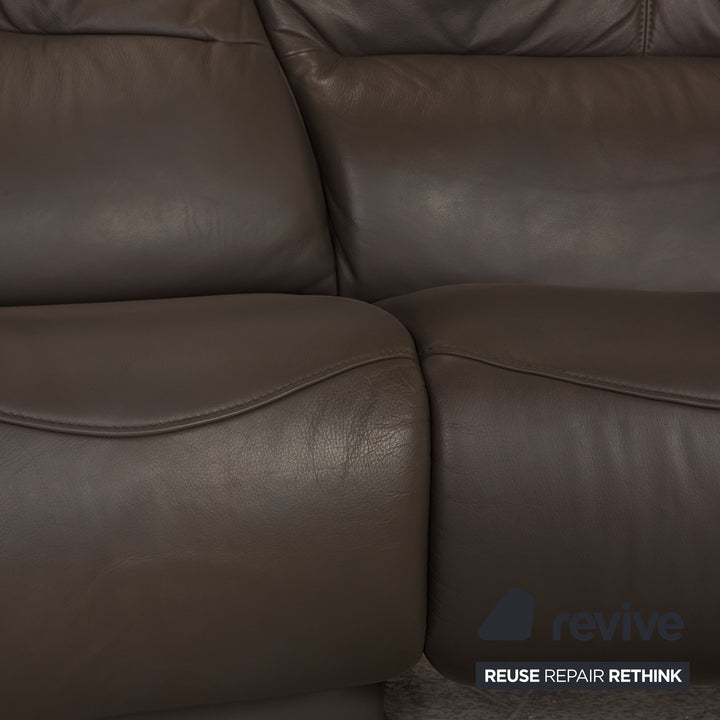 Himolla Ergoline Leder Sofa Grau Dreisitzer Funktion Couch