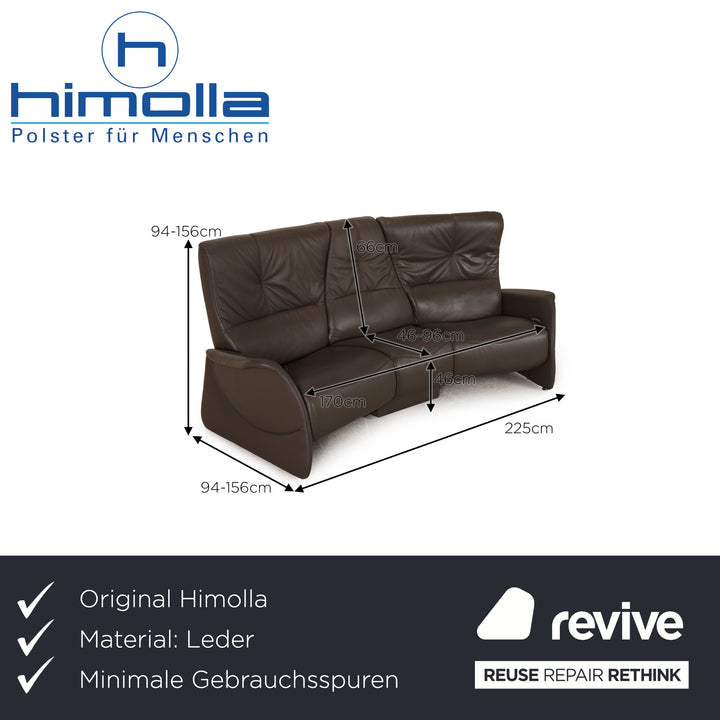 Himolla Ergoline Leder Sofa Grau Dreisitzer Funktion Couch
