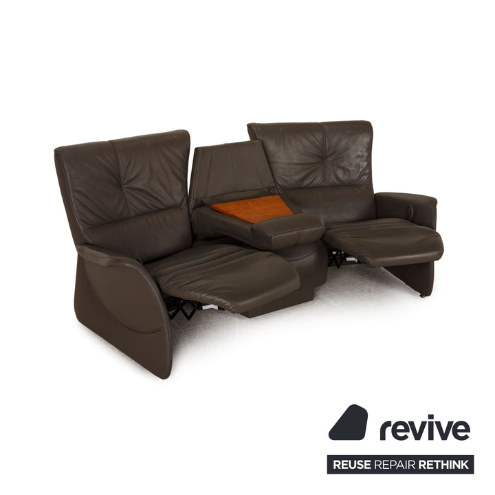 Himolla Ergoline Leder Sofa Grau Dreisitzer Funktion Couch