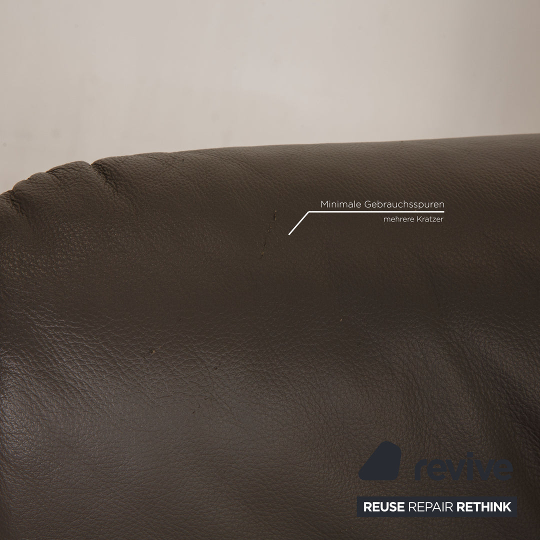 Himolla Ergoline Leder Sofa Grau Dreisitzer Funktion Couch
