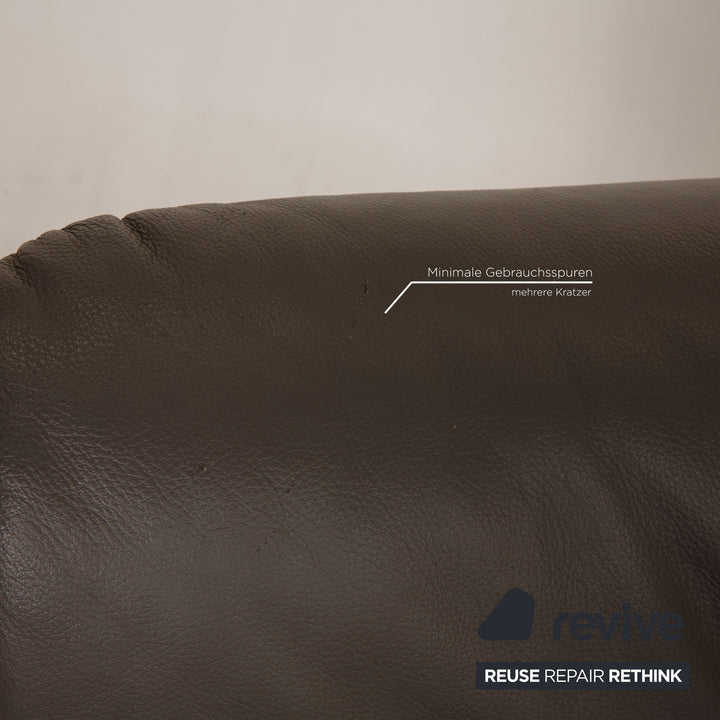 Himolla Ergoline Leder Sofa Grau Dreisitzer Funktion Couch