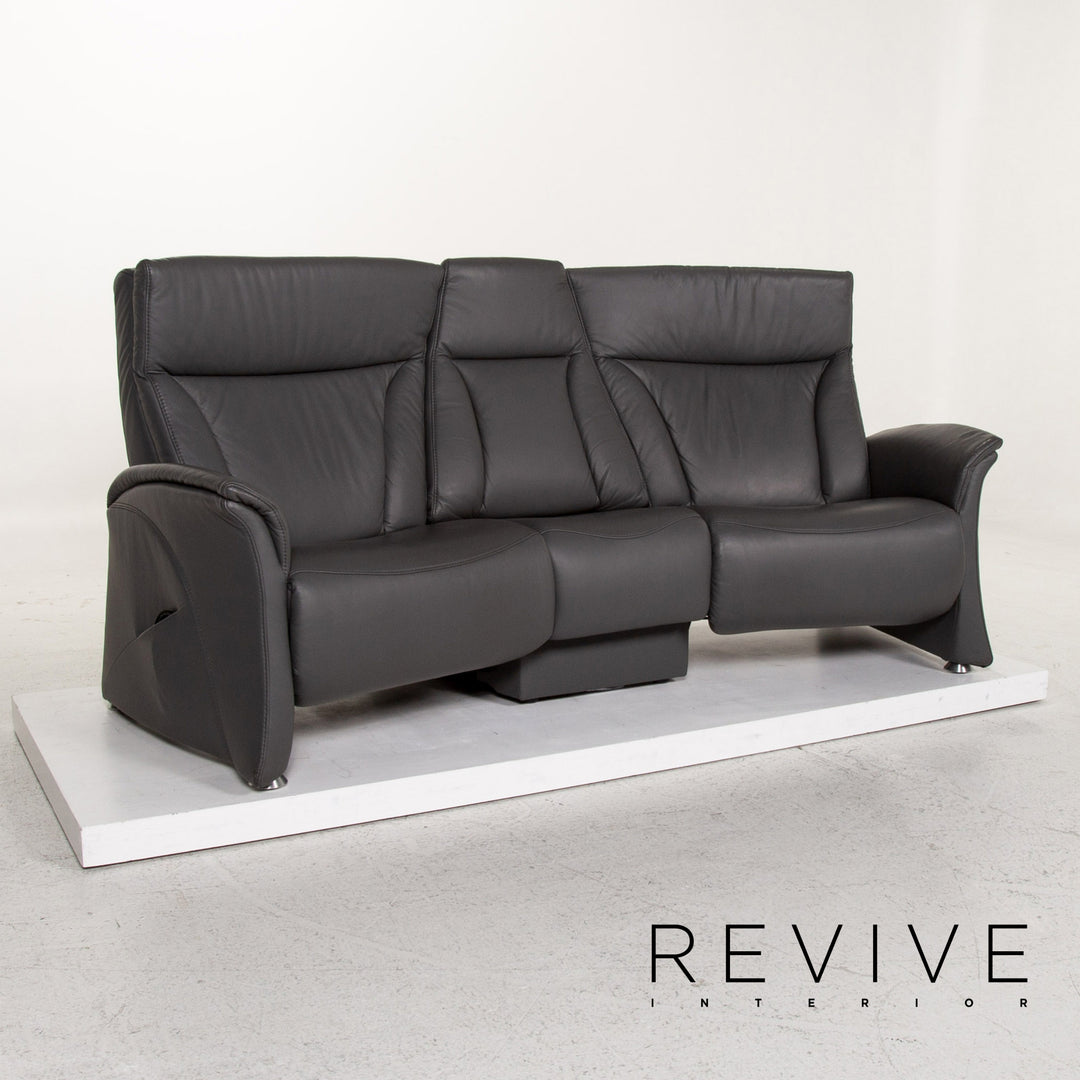 Himolla Himolla Trapeze Leather Sofa Gray Three Seater Electric Function Relaxation Couch #13369