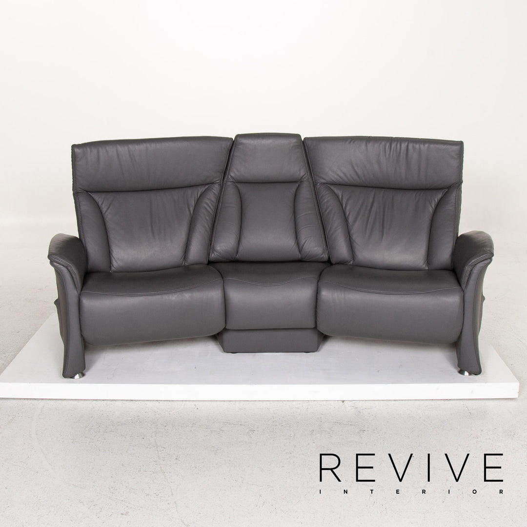 Himolla Himolla Trapeze Leather Sofa Gray Three Seater Electric Function Relaxation Couch #13369