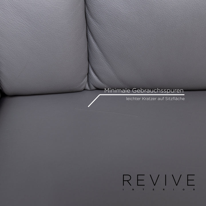 Himolla Himolla Trapeze Leather Sofa Gray Three Seater Electric Function Relaxation Couch #13369