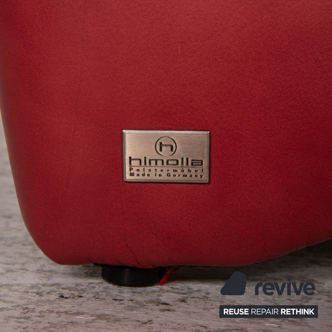 Himolla Leather Three Seater Red Sofa Couch
