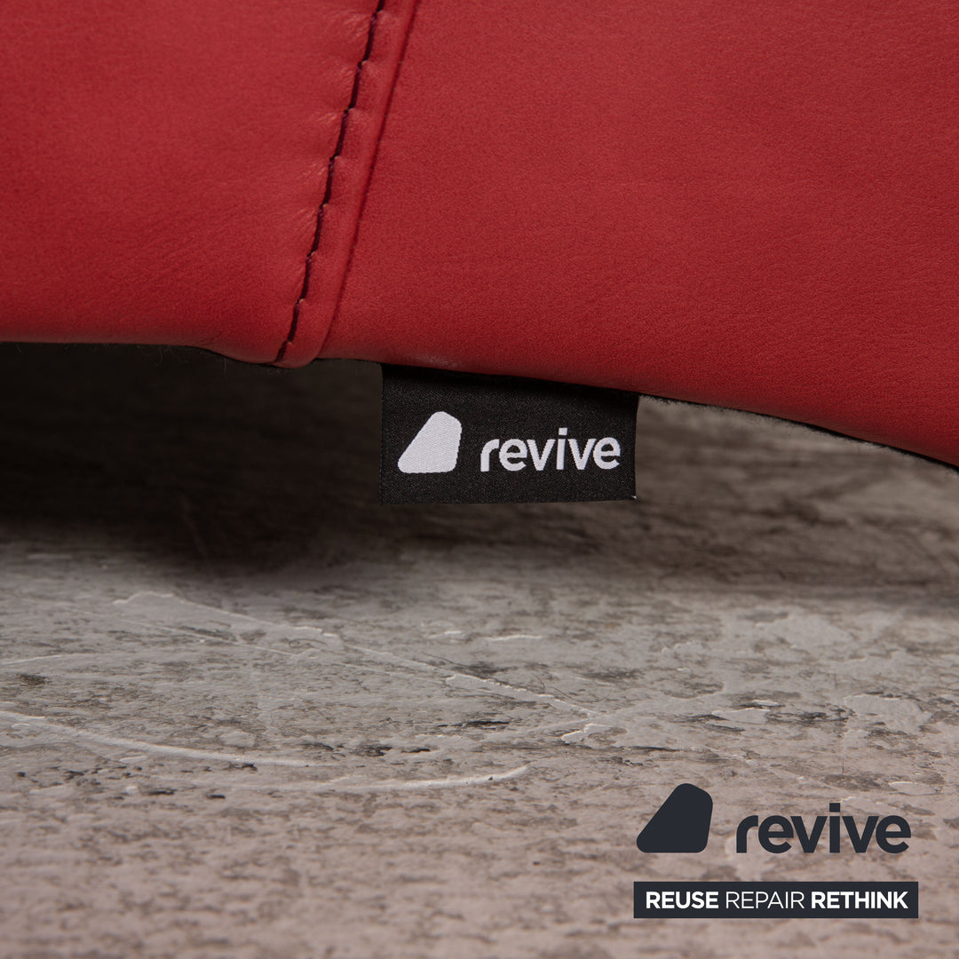 Himolla Leather Three Seater Red Sofa Couch