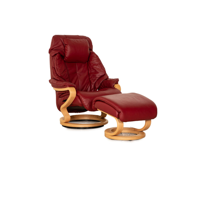 Himolla Leder Sessel Rot inkl. Hocker