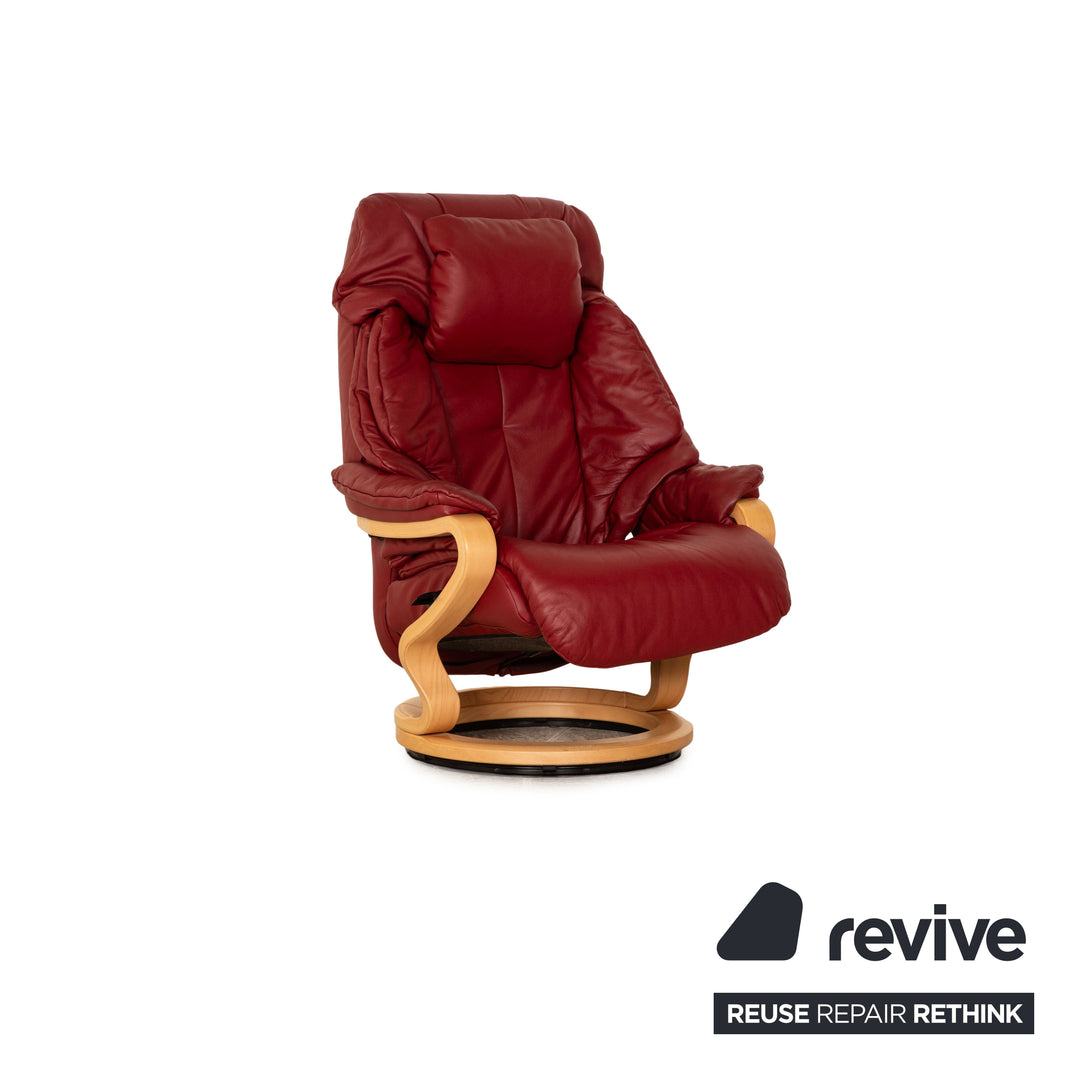Himolla Leder Sessel Rot inkl. Hocker