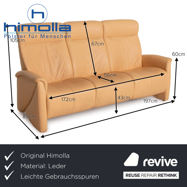 Himolla Leder Sofa Beige Dreisitzer