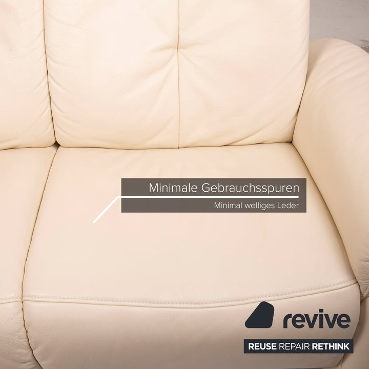 Himolla Leder Sofa Creme Dreisitzer