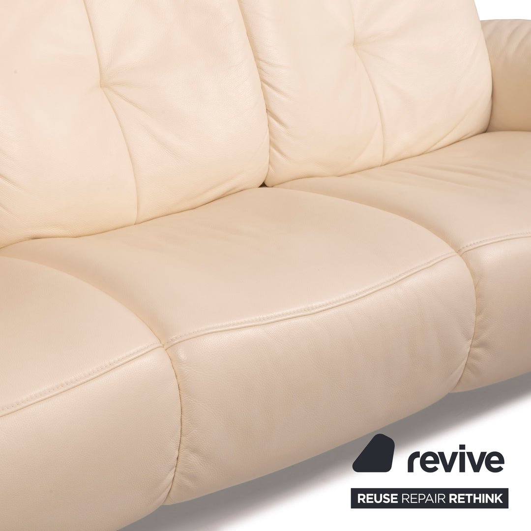 Himolla Leder Sofa Creme Dreisitzer