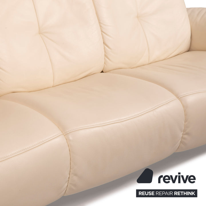 Himolla Leder Sofa Creme Dreisitzer