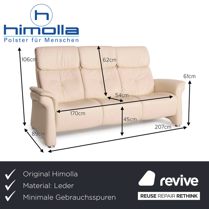Himolla Leder Sofa Creme Dreisitzer
