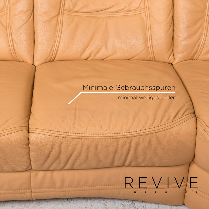 Himolla Leder Sofa Garnitur Beige 1x Ecksofa 1x Hocker #12966