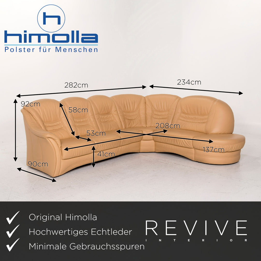 Himolla Leder Sofa Garnitur Beige 1x Ecksofa 1x Hocker #12966