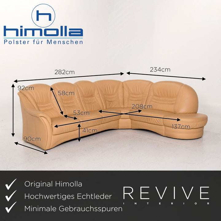 Himolla Leder Sofa Garnitur Beige 1x Ecksofa 1x Hocker #12966