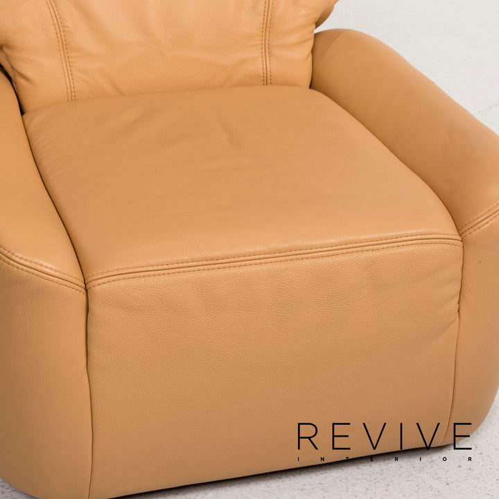 Himolla Leder Sofa Garnitur Beige 1x Ecksofa 1x Hocker #12966