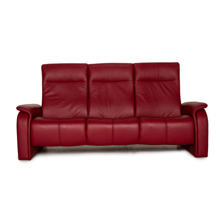 Himolla Leder Sofa Rot Dreisitzer Couch