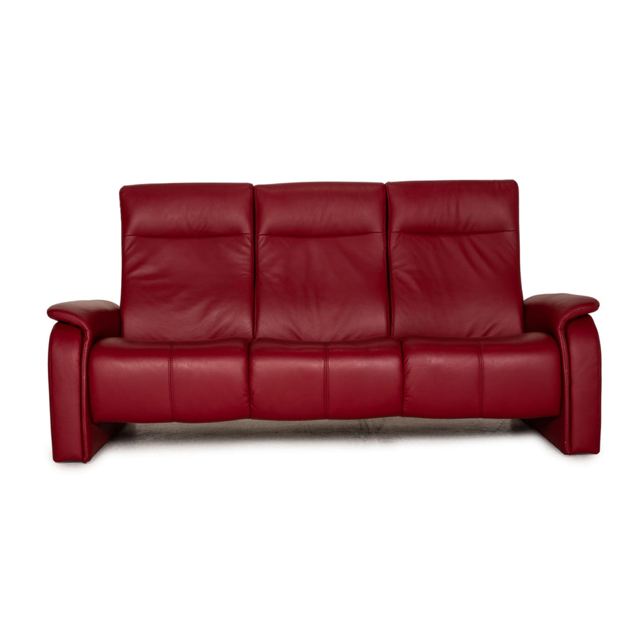 Himolla Leder Sofa Rot Dreisitzer Couch
