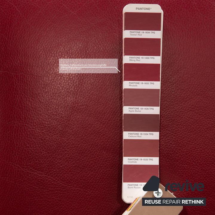 Himolla Leder Sofa Rot Dreisitzer Couch