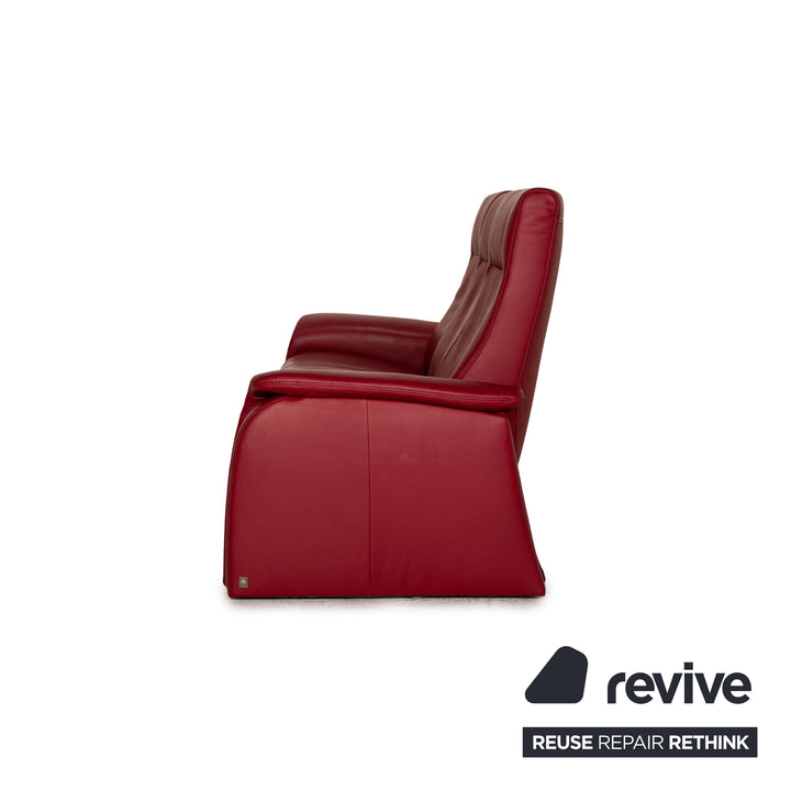 Himolla Leder Sofa Rot Dreisitzer Couch