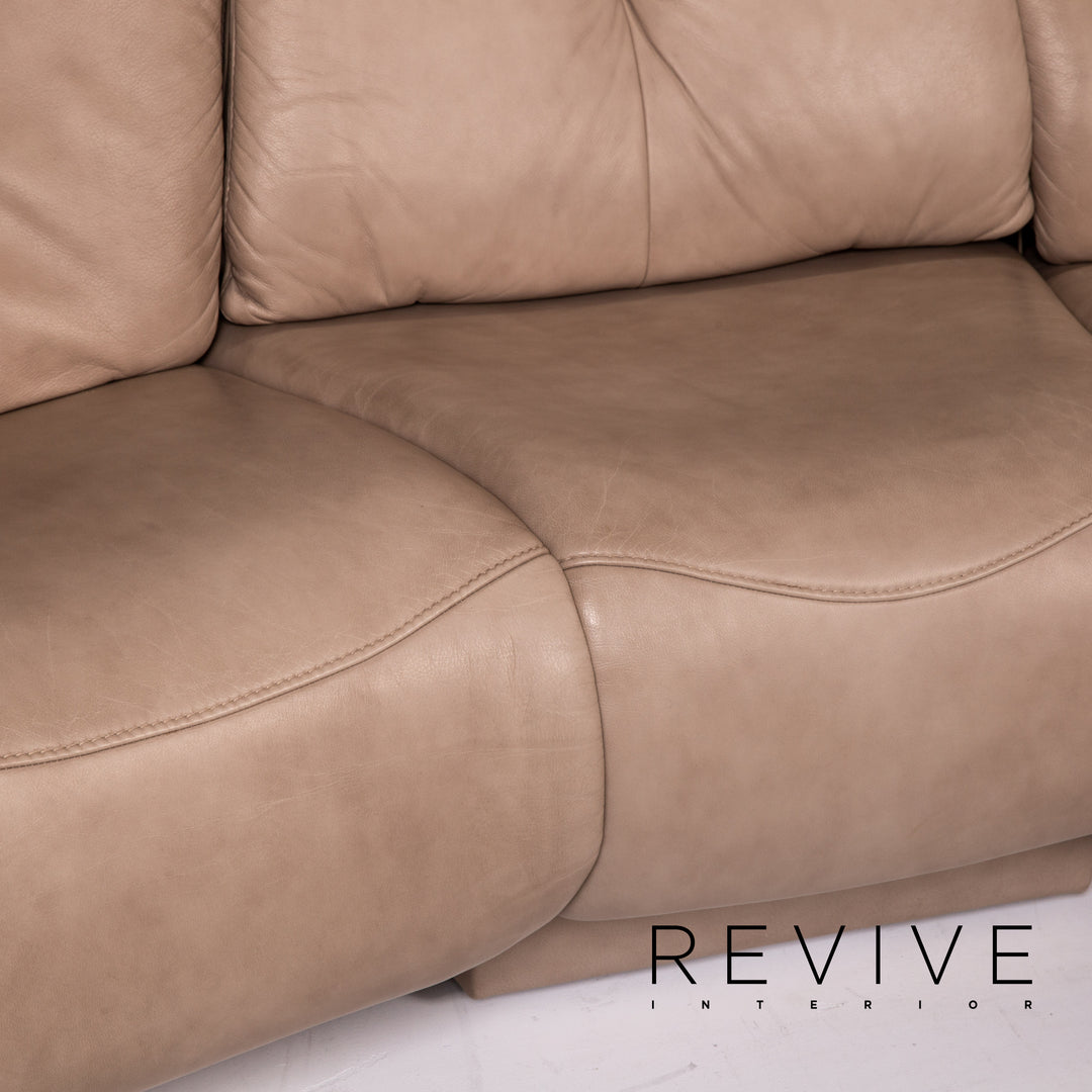Himolla trapeze leather sofa set taupe gray beige 1x three-seater 1x armchair function relax function home cinema #15526