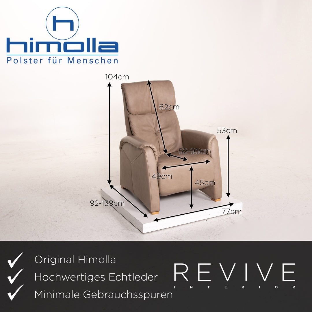 Himolla trapeze leather sofa set taupe gray beige 1x three-seater 1x armchair function relax function home cinema #15526