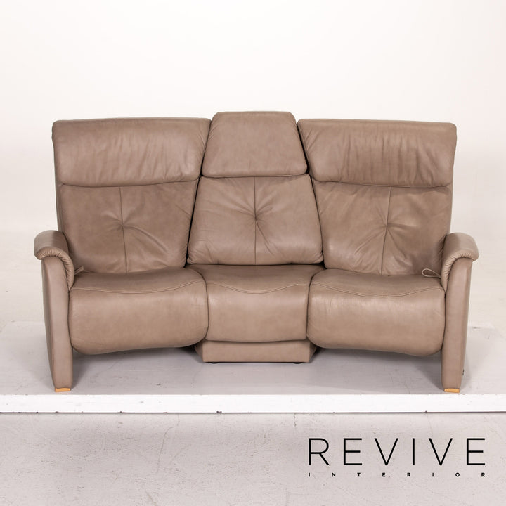 Himolla trapeze leather sofa set taupe gray beige 1x three-seater 1x armchair function relax function home cinema #15526