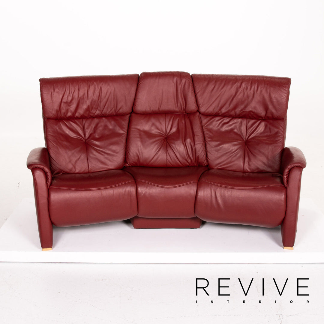 Himolla Trapez Leder Sofa Rot Dreisitzer Relaxfunktion Funktion Couch #14084