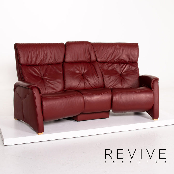 Himolla Trapez Leder Sofa Rot Dreisitzer Relaxfunktion Funktion Couch #14084