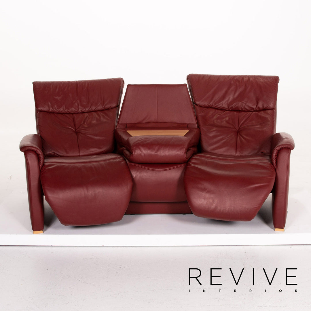 Himolla Trapez Leder Sofa Rot Dreisitzer Relaxfunktion Funktion Couch #14084