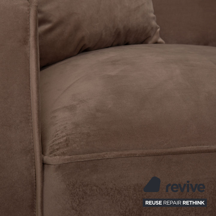 IconX STUDIOS Beluga Samt Stoff Ecksofa Beige Recamiere rechts
