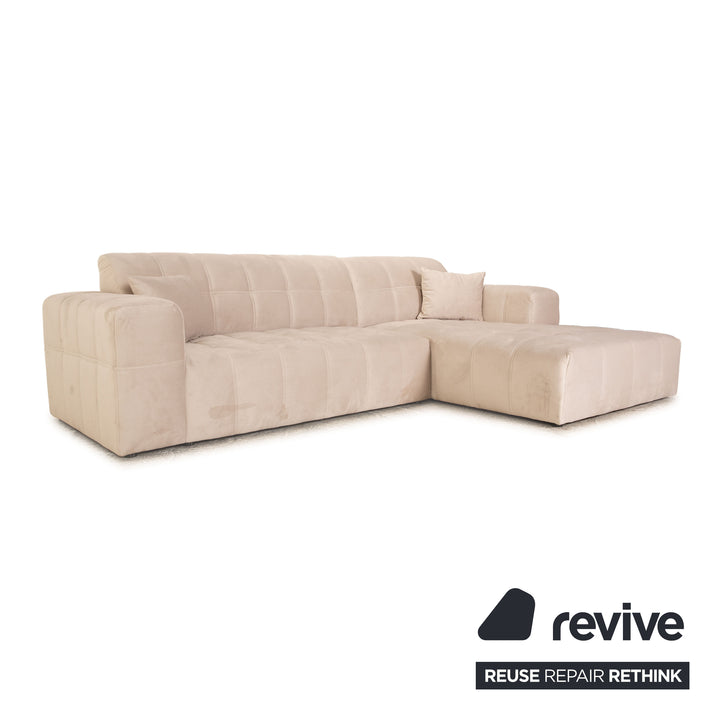 IconX STUDIOS Bloom Samt Stoff Ecksofa Beige Recamiere rechts